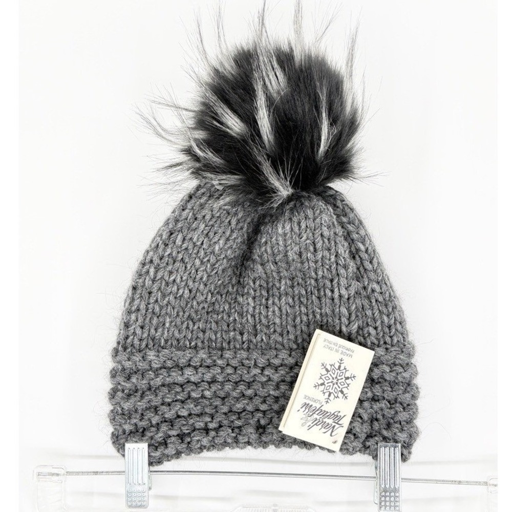 Nardi & Tagliaferri Women Alpaca Wool Chunky Knit Pom Beanie Size OS Cozy Après